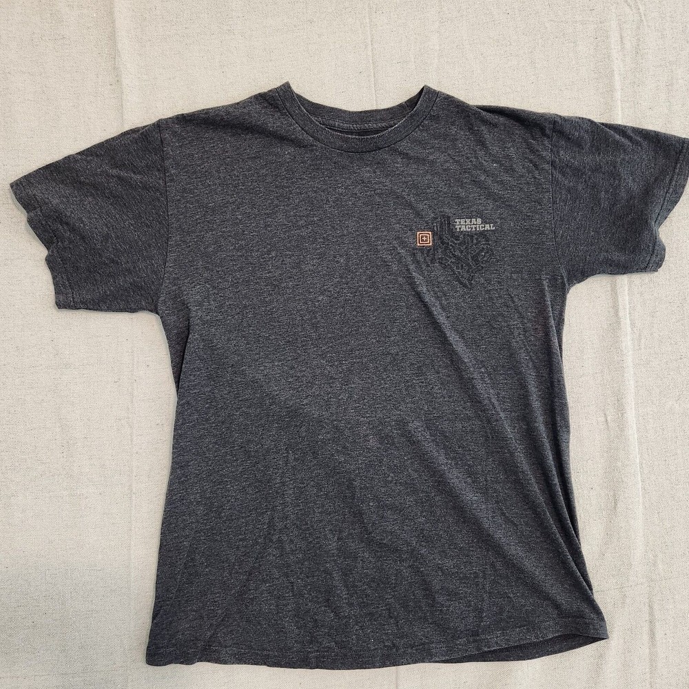 5.11 Tactical Shirt Mens Medium Short Sleeve Dark Gray Texas Tactical Spell Out
